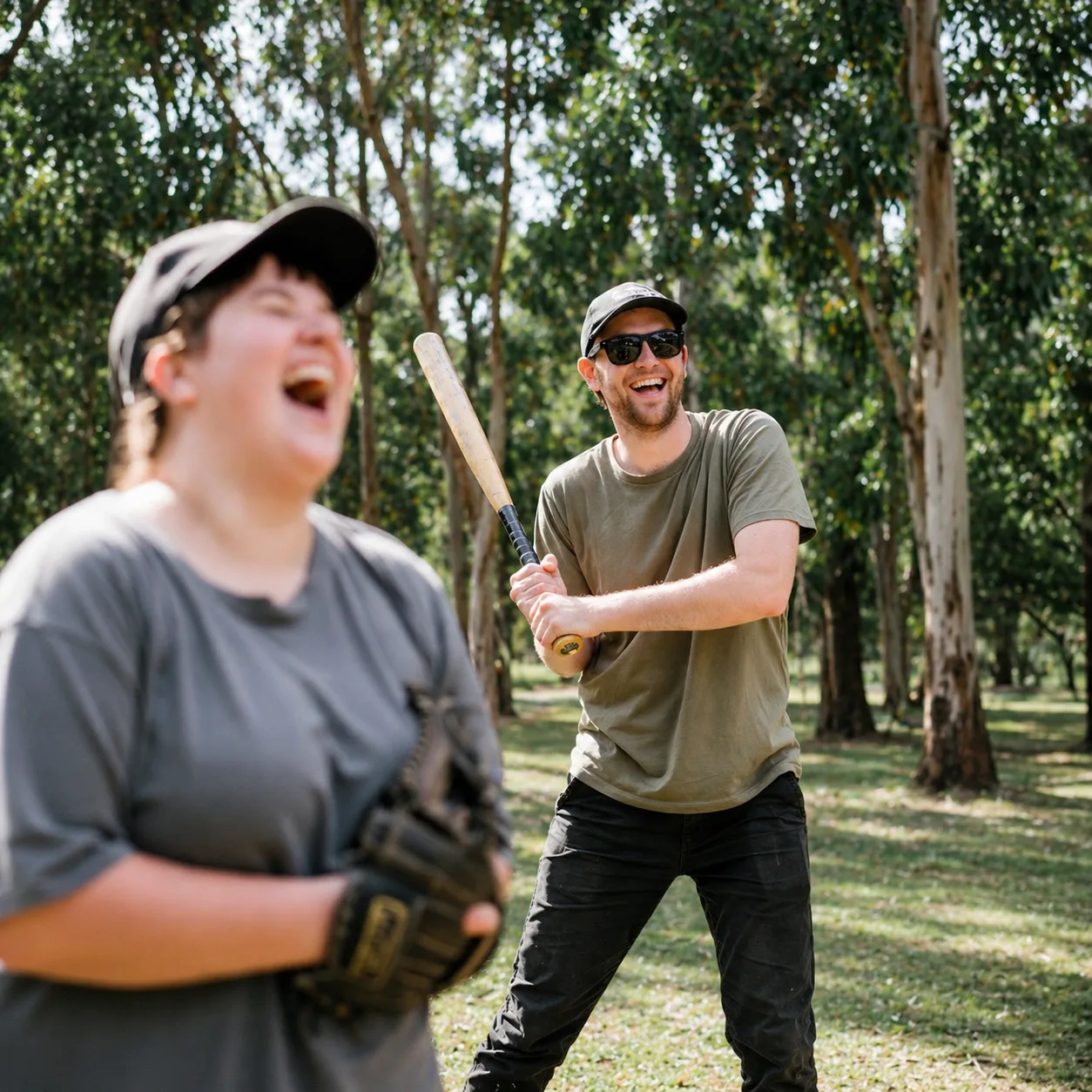 Participant playing baseball